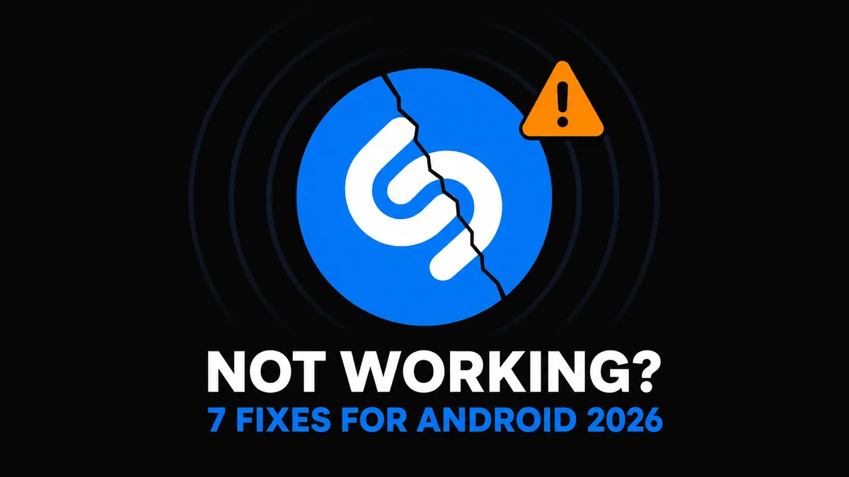 Shazam logo cracked with warning triangle — Shazam not working on Android fix guide hero