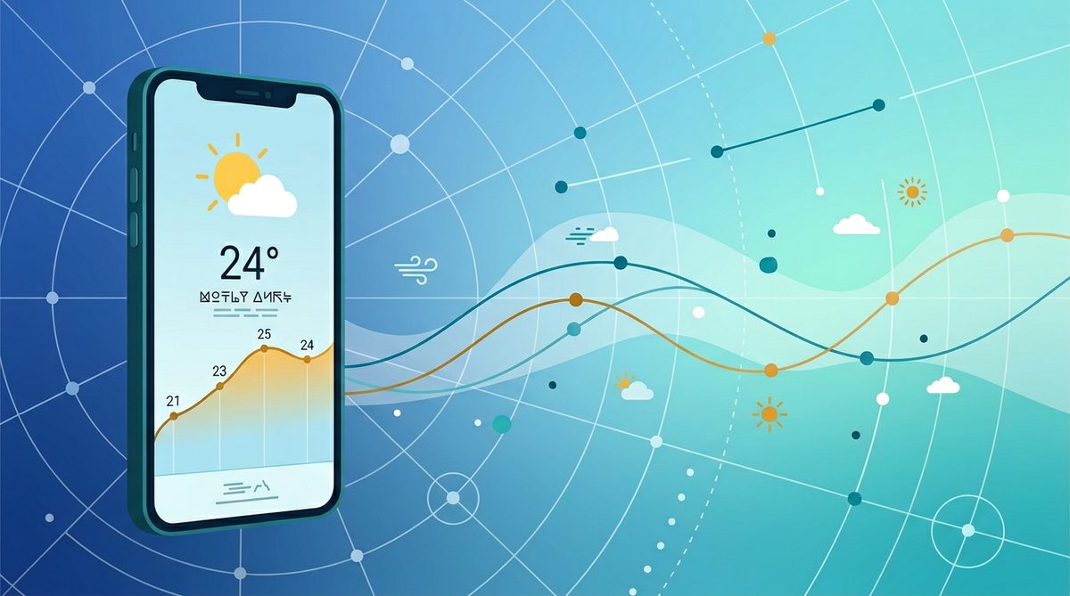 Abstract Android weather app concept—forecast dashboard and sky gradient